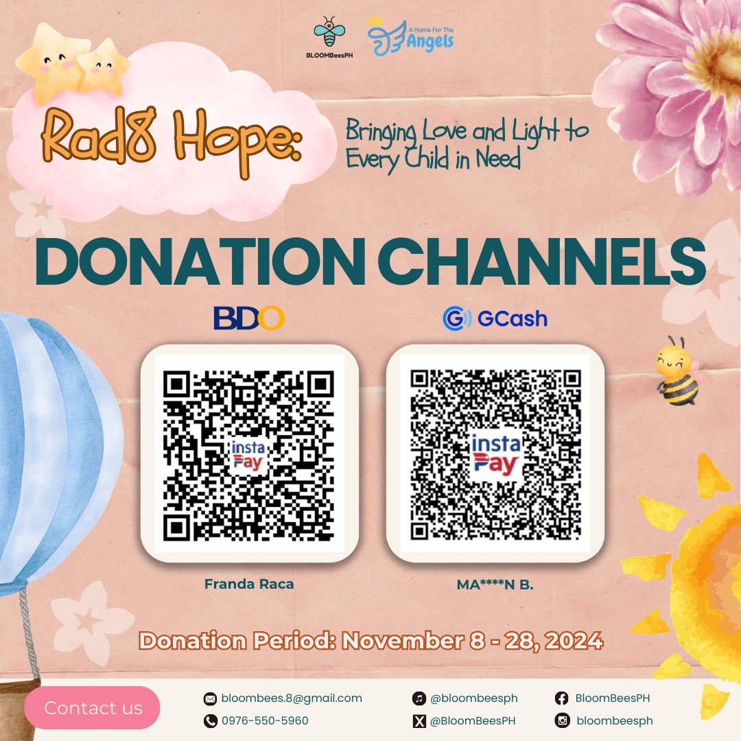 Rad8 Hope: Bringing Love and Light to Every Child in Need  

Let's light up the path for little ones at A Home for the Angels. Your support means safe arms, warm smiles, and a brighter tomorrow. Your donation can make a life-changing impact!☀️

#Rad8Hope #BINI <a href="/BINI_ph/">BINI_PH</a>