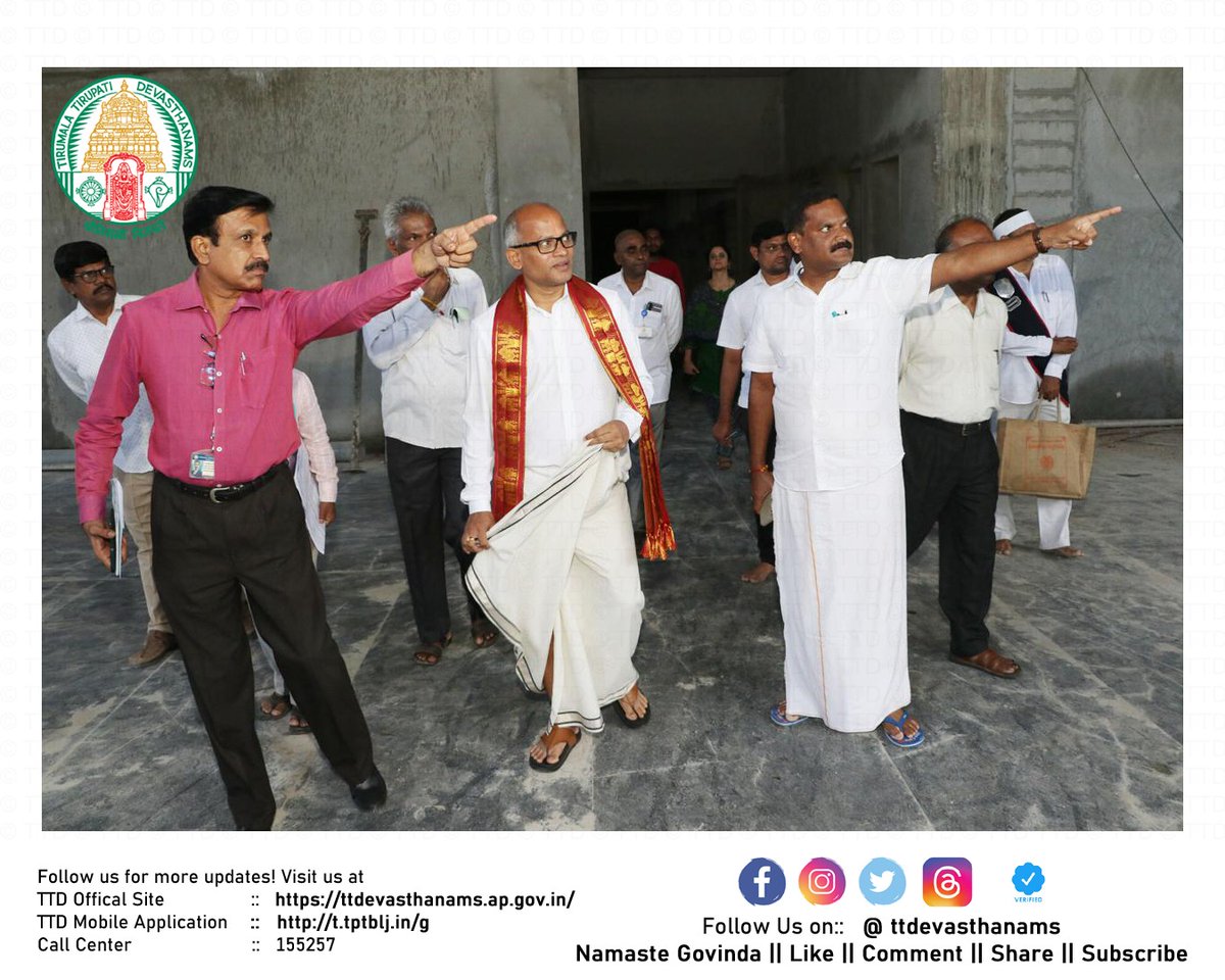 TTDevasthanams's tweet photo. TTD Additional EO Sri Ch Venkaiah Chowdary inspected PAC 5 construction in Tirumala, reviewing halls, tonsure area, dining, bathrooms, electrical wiring, and elevation designs. He urged officials to complete the work by year-end for pilgrim use by Jan. #Tirumala #TTD #PAC5 https://t.co/onMEZVf4EI