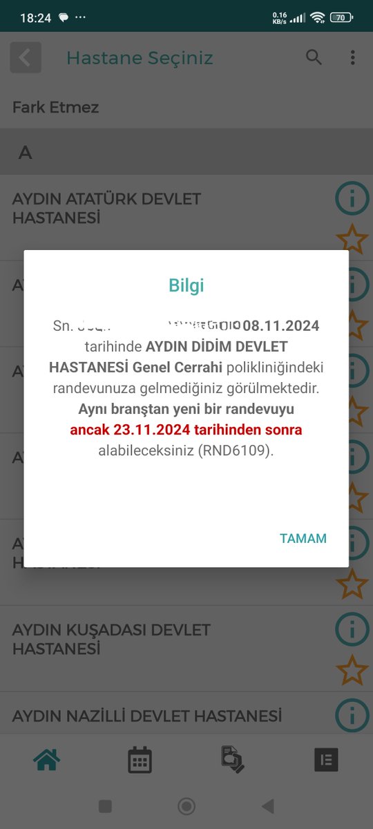 Julesworth48's tweet photo. @MHRS_182 Merhaba, Bu ne? "Tüm" randevularıma katıldım. Lütfen sistemi düzeltin... https://t.co/3STa3yxKgj