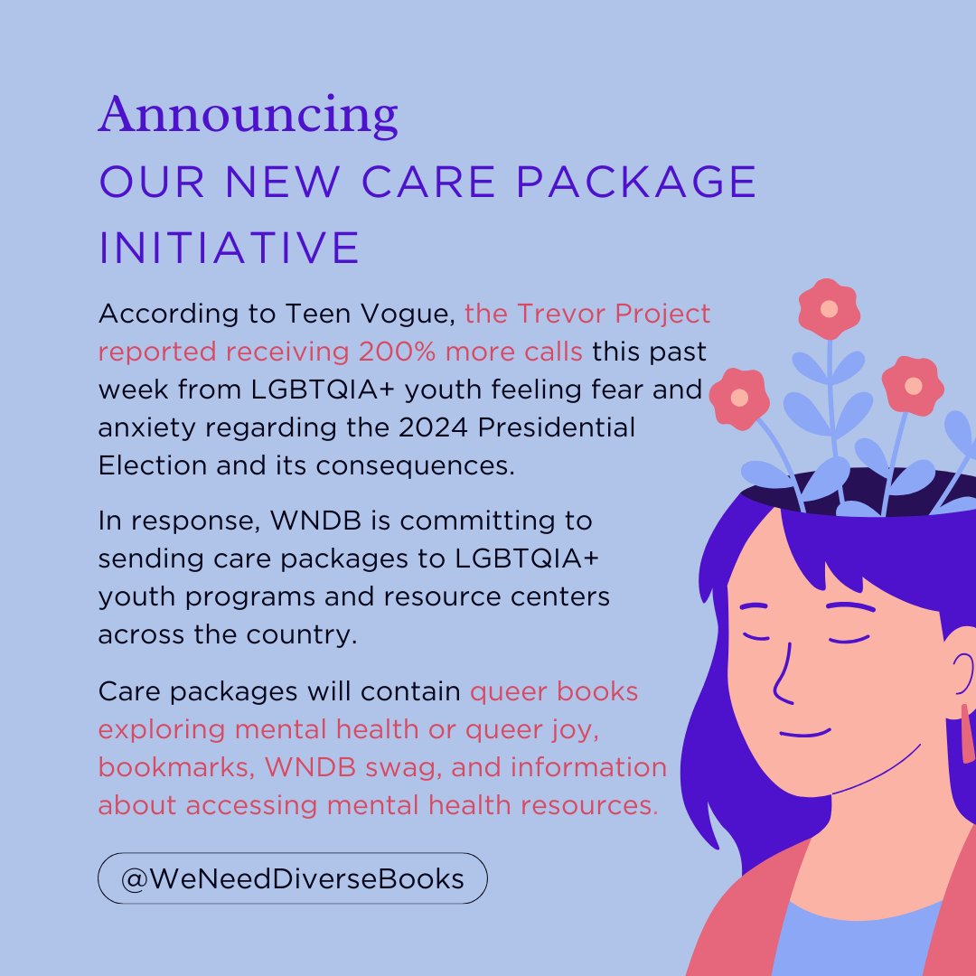 There’s been a sharp increase in reported levels of stress, anxiety, &amp; fear from queer teens in regards to the election. As such, WNDB is committing to send care packages to LGBTQIA+ youth programs and resource centers, with care package items curated to support mental health.