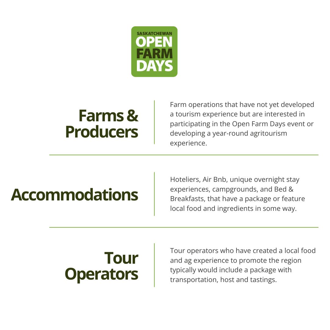 Farmers, producers, chefs, and food suppliers—host registration for Saskatchewan Open Farm Days opens Nov 15! 🎉 Share your passion, showcase your daily operations, and connect with the community through authentic farm and food experiences. #SKOpenFarmDays
