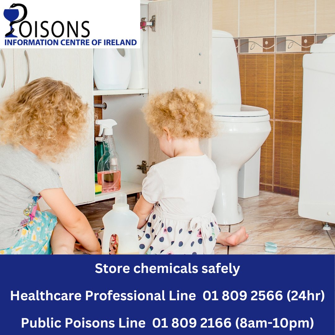 NPICIreland - National Poisons Information Centre (@irelandnpic) on Twitter photo It only takes seconds for accidental poisoning to occur. Keep children safe by
✅Storing chemicals safely; out of reach and sight of children
✅Always replacing lids or caps on products
⚠️NEVER inducing vomiting
🆘Always calling <a href="/IrelandNpic/">NPICIreland - National Poisons Information Centre</a> for prompt poisoning advice It only takes seconds for accidental poisoning to occur. Keep children safe by
✅Storing chemicals safely; out of reach and sight of children
✅Always replacing lids or caps on products
⚠️NEVER inducing vomiting
🆘Always calling <a href="/IrelandNpic/">NPICIreland - National Poisons Information Centre</a> for prompt poisoning advice