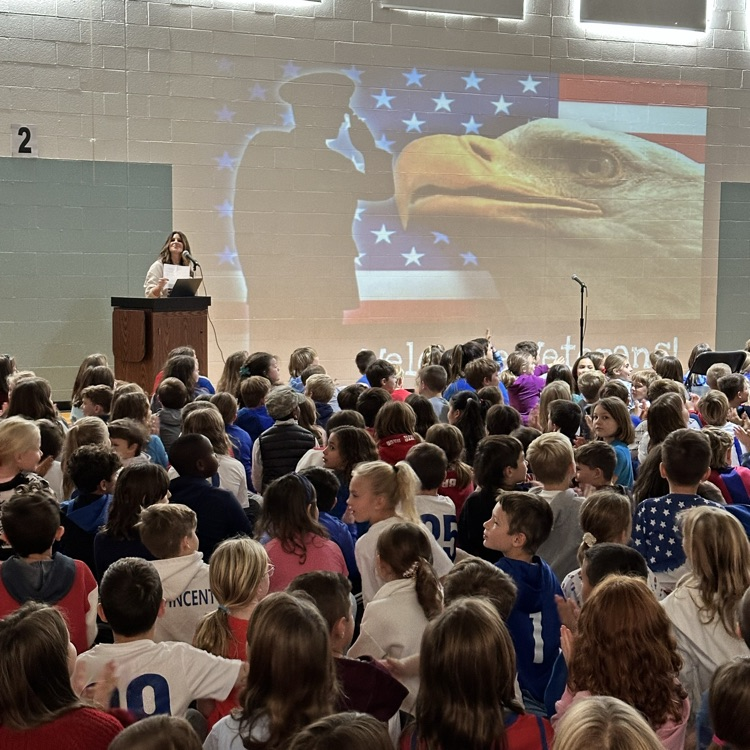 BaySchoolsOH's tweet photo. The inaugural Westerly All-School Veterans Day Assembly! Thank you, Veterans, for your service! #PurpleStarDistrict https://t.co/elPqHBC2ra