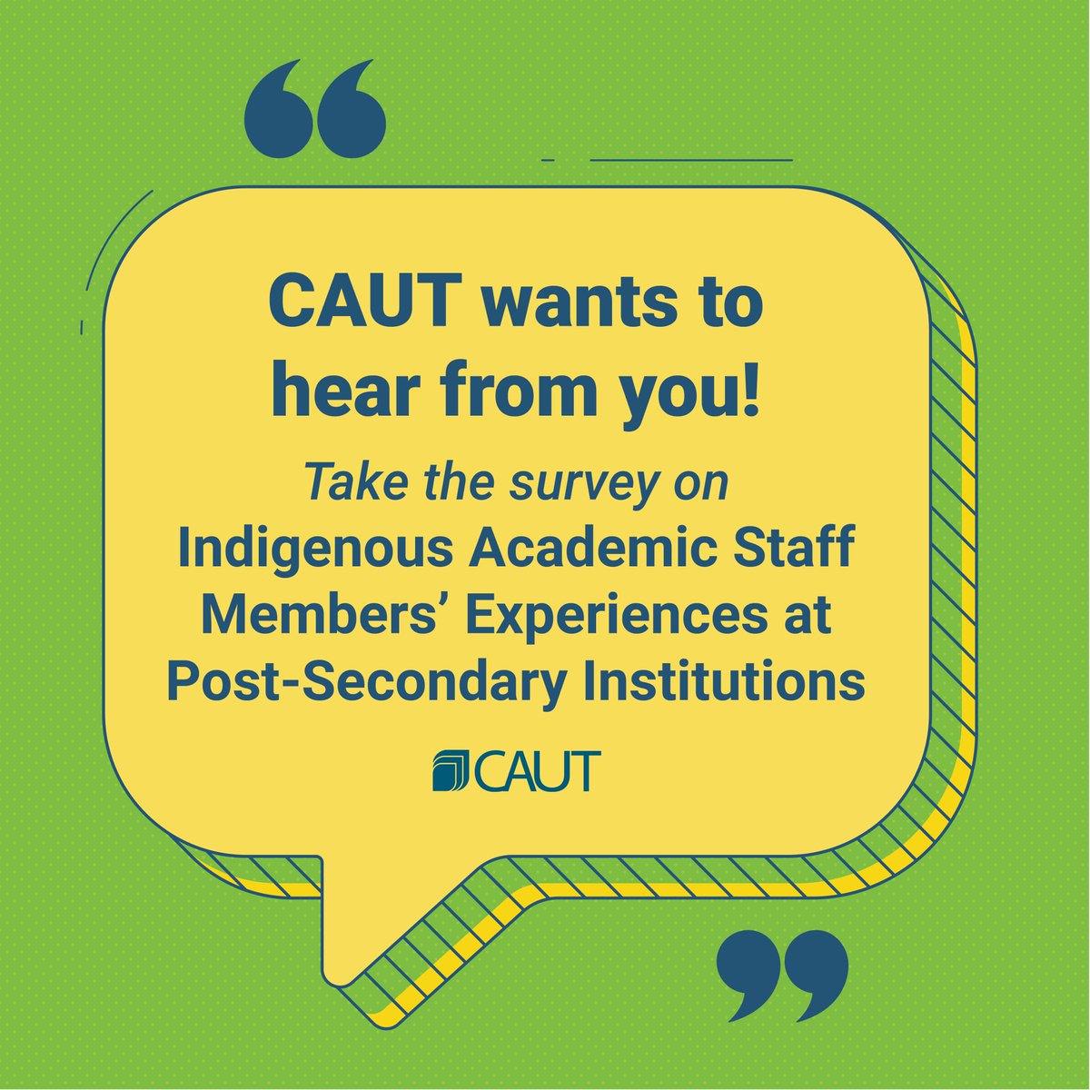 Are you an Indigenous academic working at a Canadian PSE institution?

The CAUT Aboriginal PSE Working Group is conducting a study on the experiences of Indigenous academic staff in PSE. 

Find out more and participate: cutt.ly/IndigenousSurv…