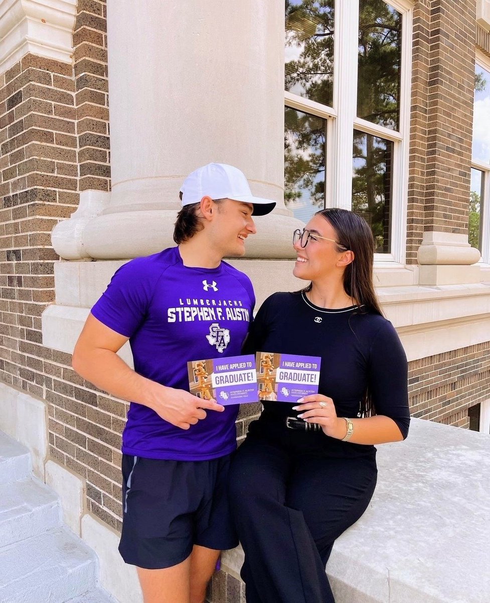 SFASU's tweet photo. What better way to kick off #SFASpiritFriday than by celebrating our May 2025 grads! 🎓 The deadline to apply on time for graduation is Friday, Nov. 15. We can’t wait to celebrate your big day in May! #SFA25 #AxeEm https://t.co/Kflm9QlJ6w