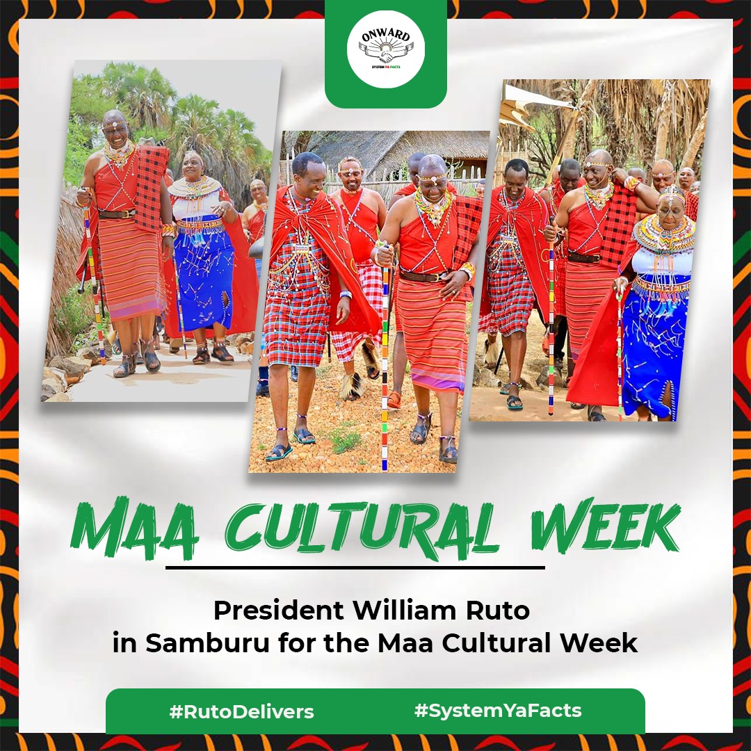 SeyMonicah's tweet photo. President @WilliamsRuto has today presided over the MAA Cultural Week festival which seeks to enhance cultural connections and boost tourism. 
Ruto can jump 🙌🏽
PS @UmmiMBashir
#TukutaneSamburu 

Trends 
Interior CS  #KindikiInService 
request faras  Telegram #SHAWorks #Raila4AUC https://t.co/6vtNX43Yap