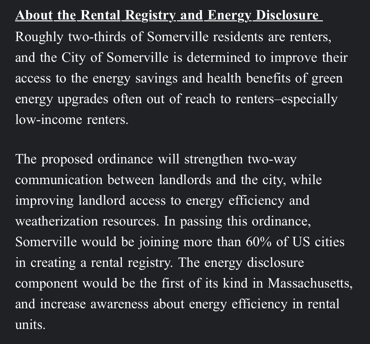 RENTAL REGISTRY: <a href="/SomervilleCity/">City of Somerville</a> is hosting a public meeting on the proposed Rental Registry &amp; Energy Disclosure Ordinance, on Weds 11/20.  

Register: somervilleMA.gov/rred 

Would be the first of kind in MA👇