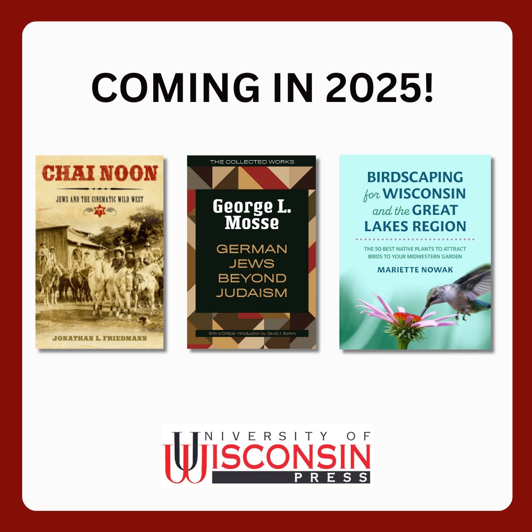 UWiscPress's tweet image. We’re excited to announce the publication of three more books publishing in spring/summer 2025!
Learn more about these and other spring/summer 2025 books here: tinyurl.com/53mcpypv