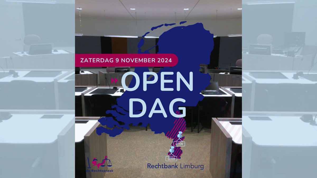 Morgen - zaterdag 9 november - is van 10.00 uur de Open Dag van rechtbank Limburg. Op onze locaties in Roermond en Maastricht zetten wij de deuren open voor u en voor jou! Er is voor ieder wat wils; Kijk voor het programma: rechtspraak.nl/Organisatie-en…
