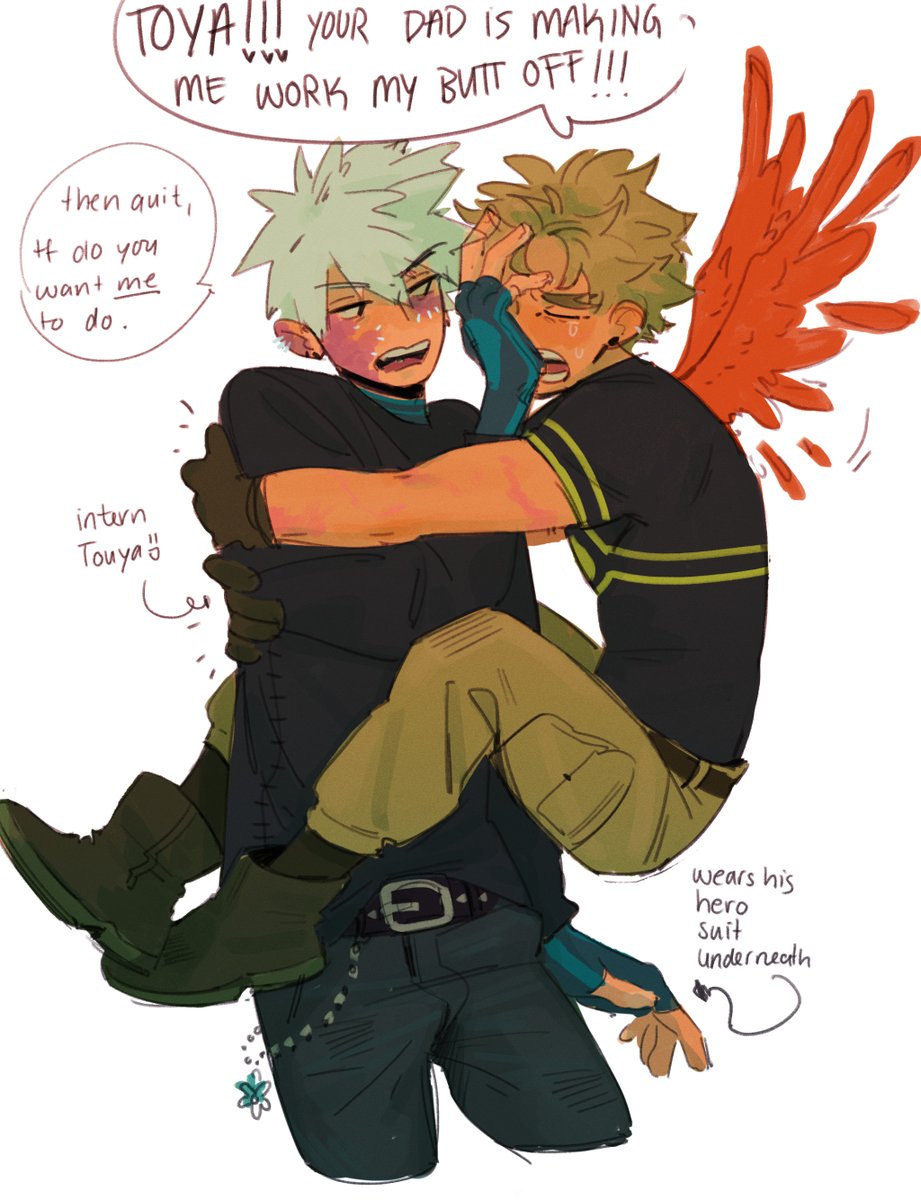beybuniki's tweet photo. the abuse happens but touya stays part idk. 17yo intern touya and 16yo pro hero hawks meet at endeavor's agency it's a mess every time https://t.co/D26hXyozRw