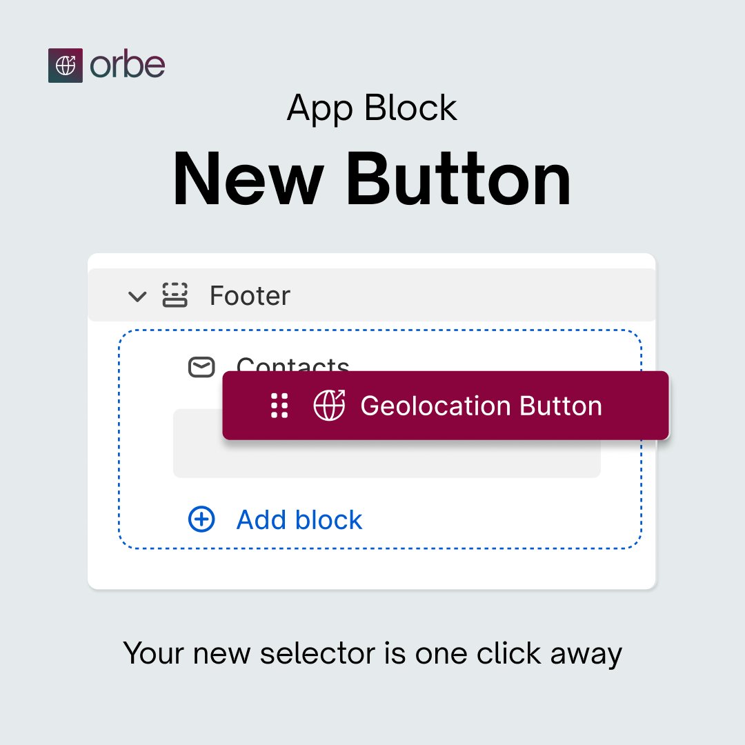 getorbeapp's tweet photo. New Feature Alert! 🌍

We're thrilled to introduce the Orbe Geolocation Button app block – your solution for flexible, powerful country &amp; language selectors on Shopify! 🧵👇 https://t.co/XYm0KW7tkM