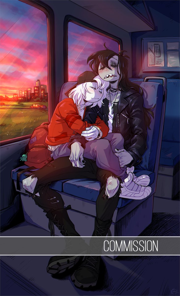 MaddSadtodd's tweet image. I got commissioned to draw my boy Wayne and Peter in their teens.
Last bus back home, probably from some concert...

#YourBoyfriendgame #YourBoyfriendfanart