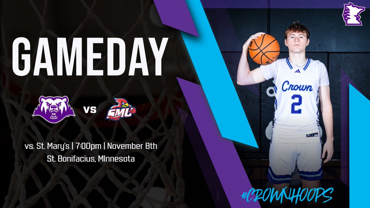 GAMEDAY #1

Season Opener!!!

🗓: 11/08/2024
🏀: vs. St. Mary’s
⏰: 7:00pm
📍: St. Bonifacius, Minnesota
📺 : athletics.crown.edu

#CrownHoops #GoPolars #Family 👑🐻‍❄️🏀