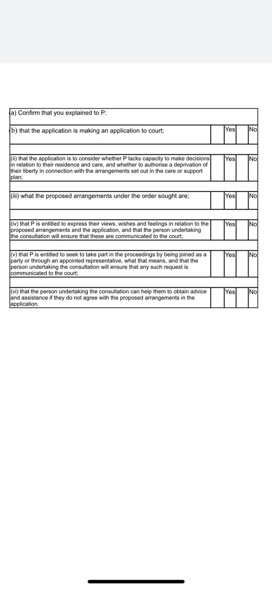 Sophie Borrett (@sophiecborrett) on Twitter photo This is the info we must put to P to complete our consultation before submitting a community #DoL. I’m trying to make it #easyread but it’s pretty impossible. Anyone tried it before? <a href="/MC_CEN_SaLT/">Mental Capacity CEN</a> <a href="/Capacitylaw/">Alex Ruck Keene</a> <a href="/rosiehardinguk/">Prof Rosie Harding</a> <a href="/TheSmallPlaces/">Lucy Series</a> <a href="/CurrieLorraine/">Lorraine Currie</a> @MCAsupporttool This is the info we must put to P to complete our consultation before submitting a community #DoL. I’m trying to make it #easyread but it’s pretty impossible. Anyone tried it before? <a href="/MC_CEN_SaLT/">Mental Capacity CEN</a> <a href="/Capacitylaw/">Alex Ruck Keene</a> <a href="/rosiehardinguk/">Prof Rosie Harding</a> <a href="/TheSmallPlaces/">Lucy Series</a> <a href="/CurrieLorraine/">Lorraine Currie</a> @MCAsupporttool