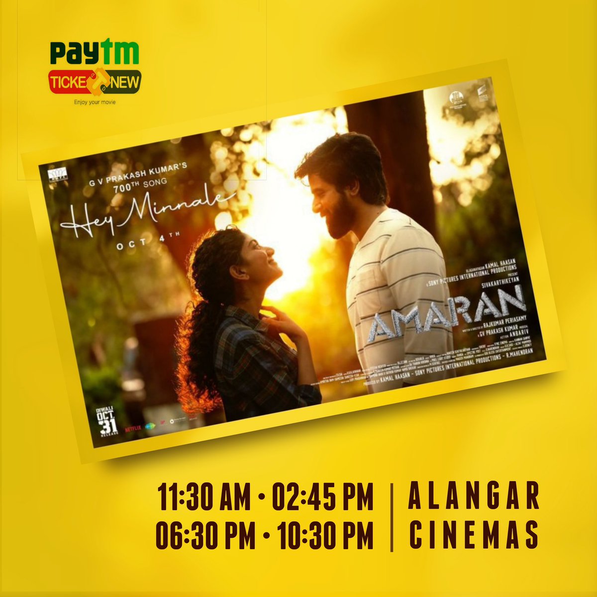 AlangarCinemas's tweet photo. Enjoy your weekend with #amaran @alangarcinemas
#amaran Bookings open now @alangarcinemas book your tickets now on #paytm & #ticketsnew & #boxoffice
#amaran
#sivakarthikeyan
#saipallavi
#majormukundvaradarajan
@Siva_Kartikeyan
@saipallavi51992 https://t.co/2Dw1h5BvND