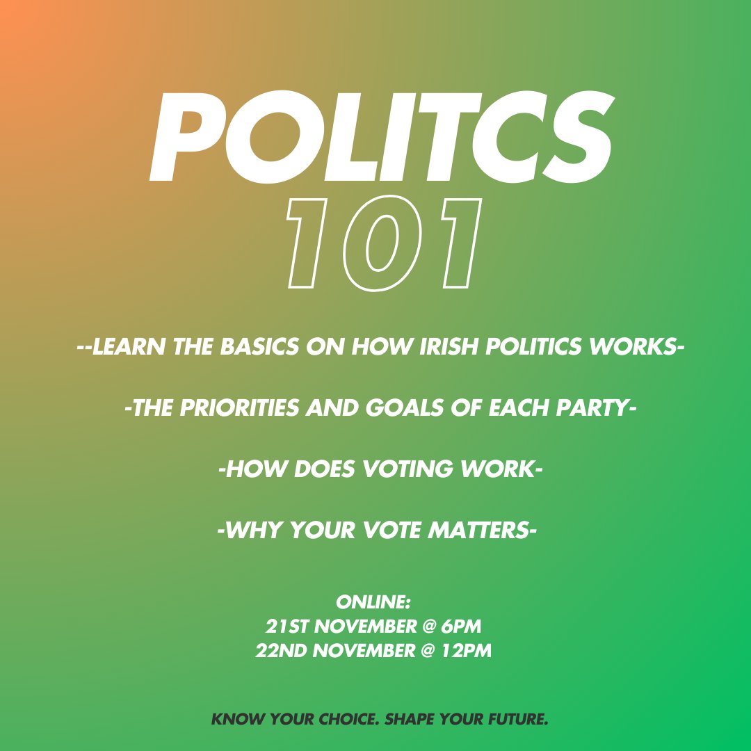 Union of Students in Ireland (@theusi) on Twitter photo Still unsure how to vote in the upcoming election or what it’s all about? 🗳️
Join us on the dates above to get the information you need to make an informed decision!
Links:
6pm: us02web.zoom.us/j/88339794194?…
12pm: us02web.zoom.us/j/87814554270?… Still unsure how to vote in the upcoming election or what it’s all about? 🗳️
Join us on the dates above to get the information you need to make an informed decision!
Links:
6pm: us02web.zoom.us/j/88339794194?…
12pm: us02web.zoom.us/j/87814554270?…