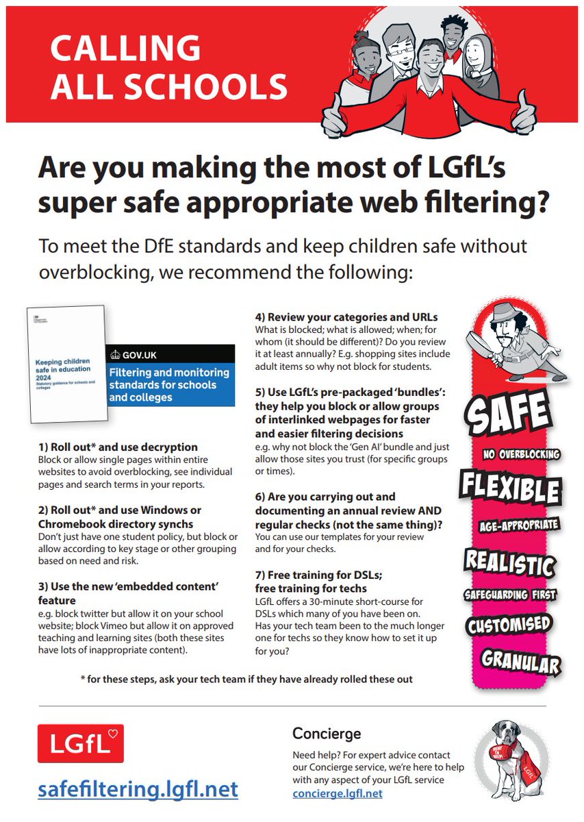 Having a filtering system doesn't make you compliant with the DfE standards or automatically keep children safe... how you use it is critical ⤵️
🔗safefiltering.lgfl.net
<a href="/LGfL/">LGfL♥️</a> <a href="/LGfLIncludED/">IncludED - LGfL</a> <a href="/johnjackson1066/">John Jackson ❤ 🇺🇦 🔥</a> 
#OnlineSafety #safeguarding