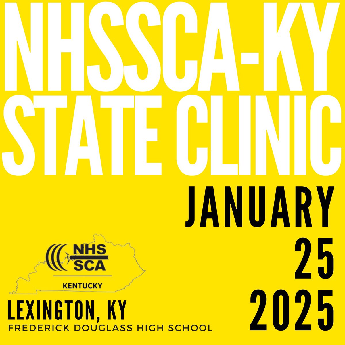 NHSSCAKY's tweet photo. SAVE THE DATE! 

- 2025 NHSSCA-KY State Clinic 
- January 25, 2025
- Frederick Douglass HS

More info to come regarding presenters, hotel, social, yada yada yada. 

Can’t wait to fellowship and learn. Tell your friends! https://t.co/sbB18UbTIR