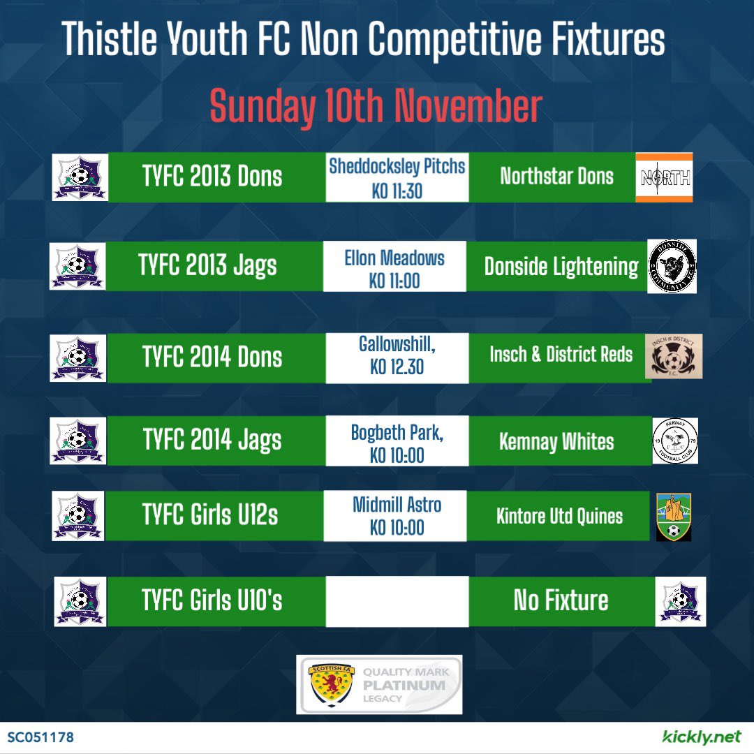 #Thistlefixtures| Good luck to all the teams this weekend! Enjoy and have fun ⚽️⚽️⚽️