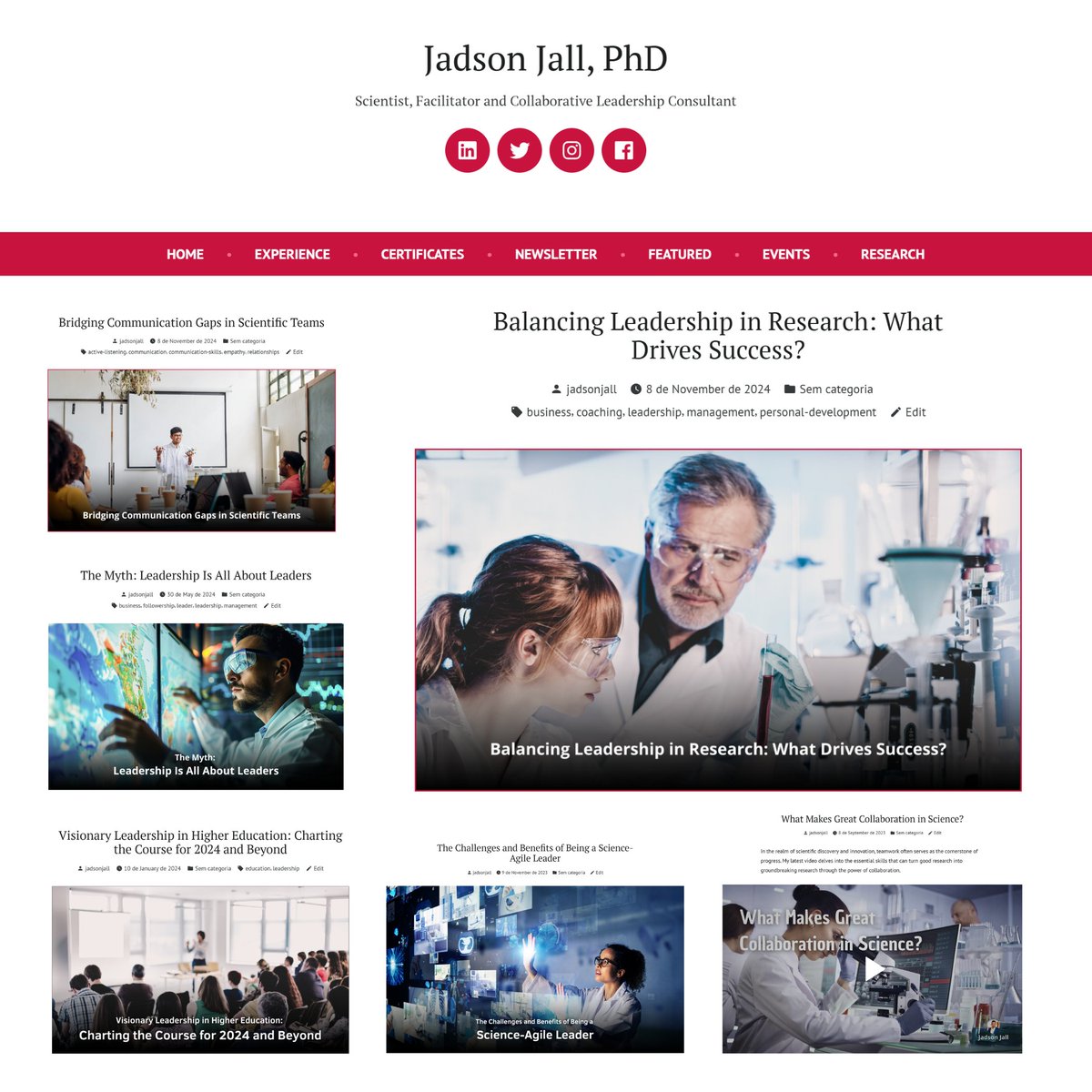 Ever felt like your leadership skills in research could use a boost? 
My newsletter explores the multifaceted nature of leadership in academia, from effective communication strategies to fostering a collaborative research environment. jadsonjall.com/contact/