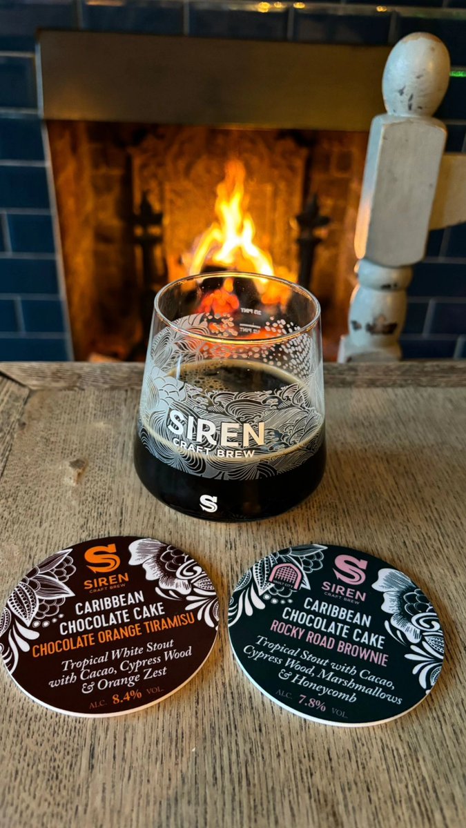 I'm away in Poland, but Will managed to take a good snap of the 2 lovely ##carribeanchocolatecakes we have pouring for you tonight from <a href="/SirenCraftBrew/">Siren Craft Brew</a>. Openfire and barrel aged stouts. What's not to love.