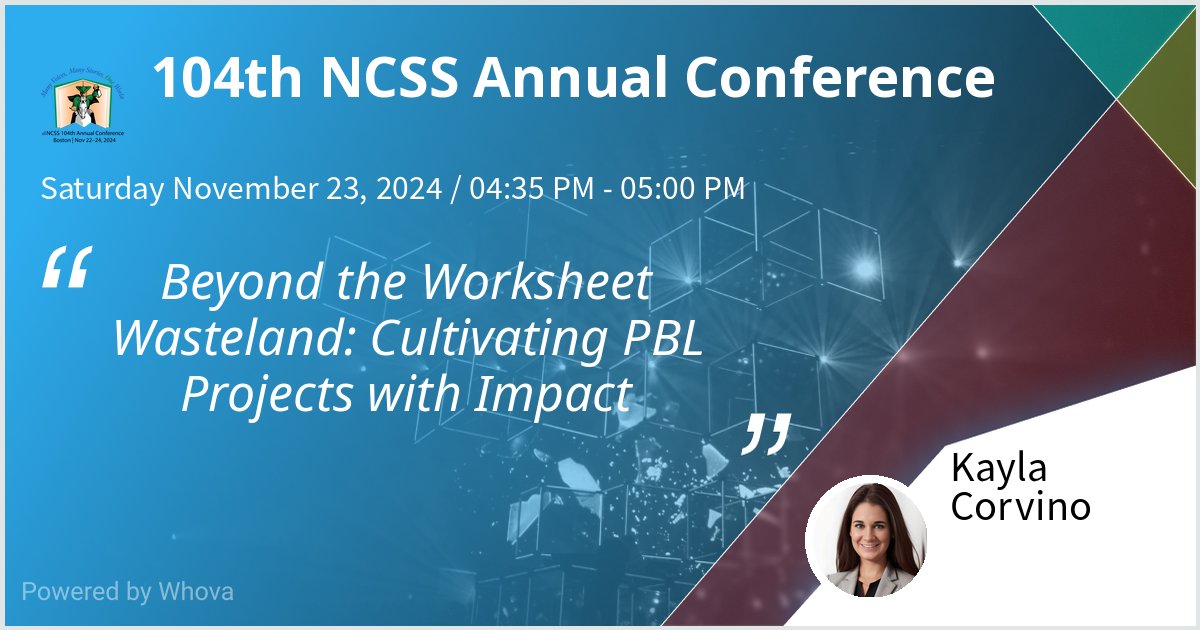 Join <a href="/bthomasbhs/">Brianna Thomas</a> 104th NCSS Annual Conference on Beyond the Worksheet Wasteland: Cultivating PBL Projects with Impact. Hoping for a great turnout! #NCSS2024 <a href="/brewsterschools/">Brewster Central School District</a>