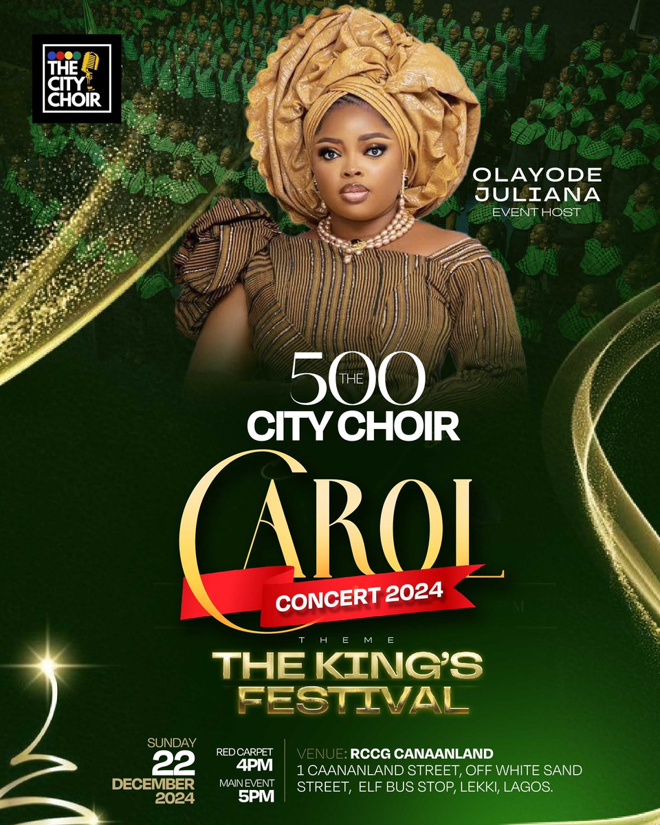 The_City_Choir's tweet photo. We present to you, the event host for The 500 City Choir Carol , The King’s Festival and the Greatest Christmas Experience 2024- The one and only OLAYODE JULIANA @olayodejuliana https://t.co/HbR340ljwx