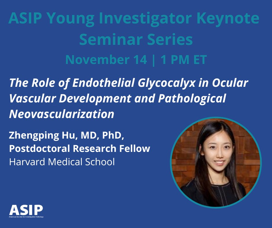 ASIPath's tweet photo. The final Young Investigator Seminar for 2024 features @DrZhengpingHu from @MassEyeAndEar @harvardmed! Register now to join us next Thursday 11/14 at 1 PM ET https://t.co/0oOs3RBwFD #ASIPvirtual #ASIPwebinar https://t.co/uHsJYXuhr7