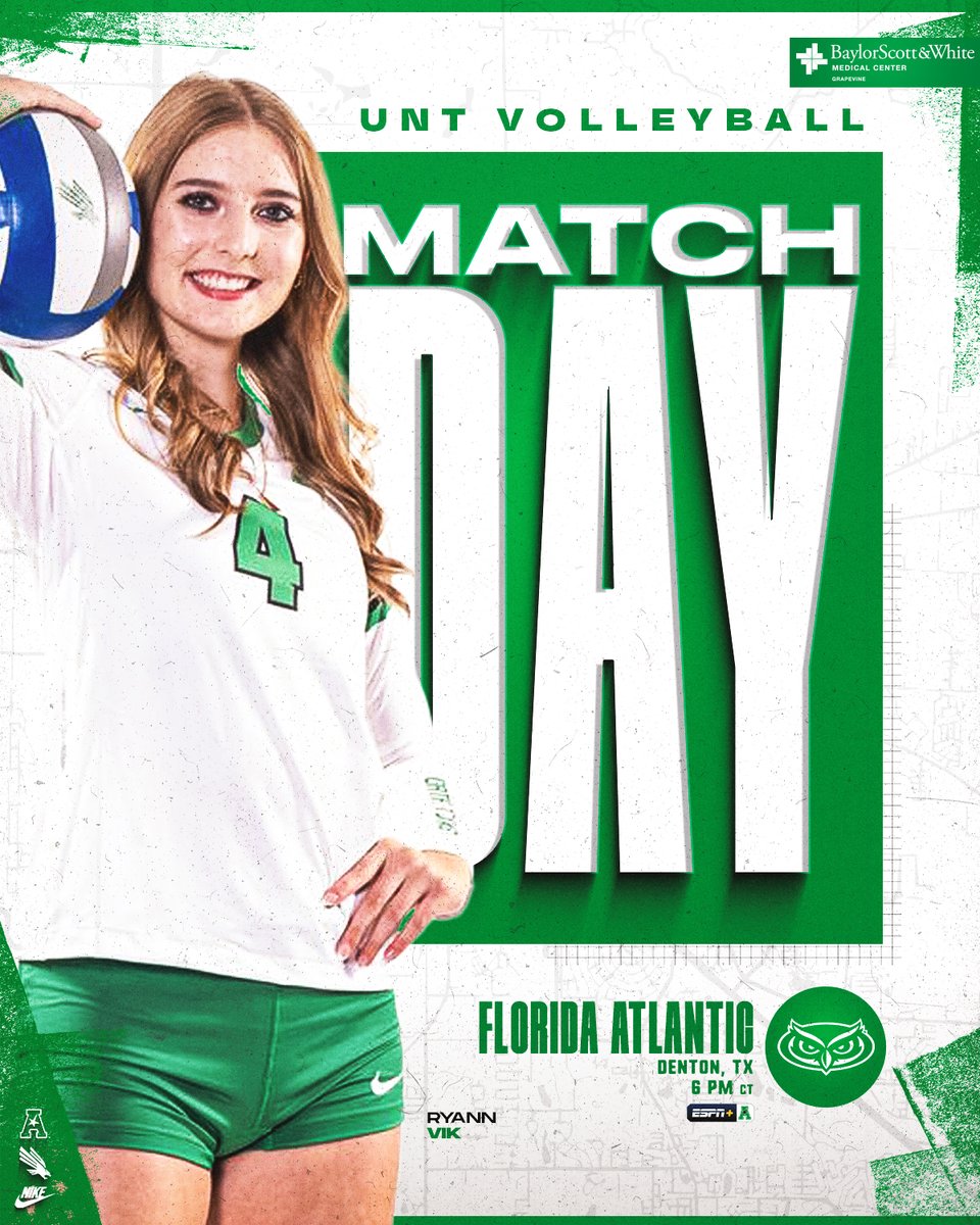 MeanGreenVB's tweet photo. 🟢⚪️ Match Day in Denton ⚪️🟢

🆚 Florida Atlantic
⏰ 6 PM
📺 ESPN+
💻 https://t.co/WYZkFjbR9C
📊 https://t.co/H4WIExB6Pi
🎟️ https://t.co/ioUMu4N44W

#GMG 🟢🦅 x @bswhealth https://t.co/NmidRjIkJ4