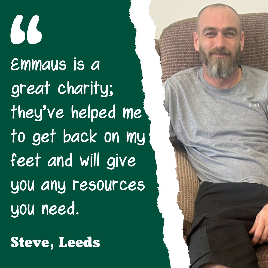 Steve was left with nowhere to go after leaving a toxic relationship, but Emmaus stepped in to provide person-centered support for as long he needed.

Now, Steve is looking at starting his own business.

Read his story: emmaus.org.uk/leeds/story/st…