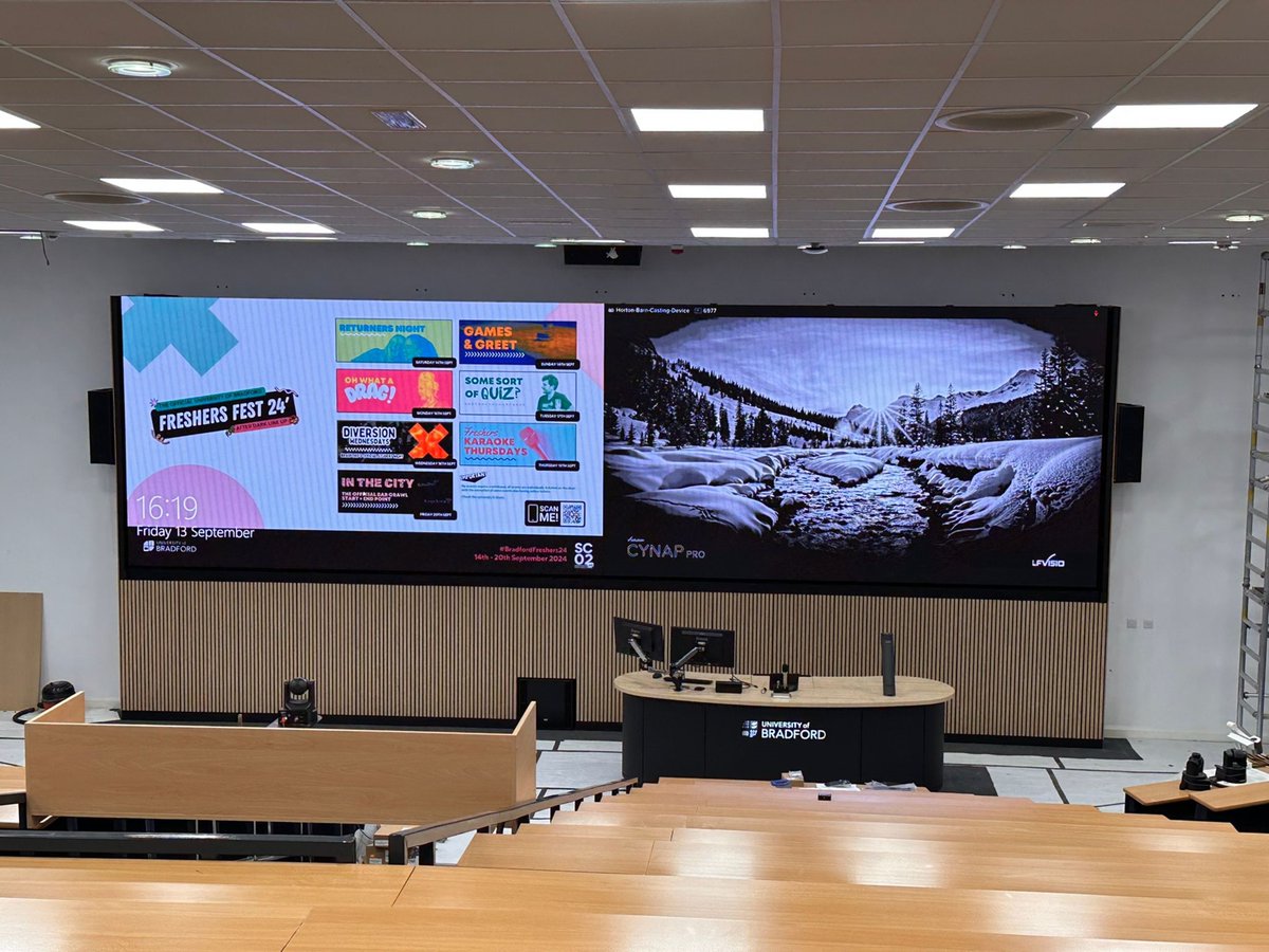 ⌛ Part 2 of our #WorkInPROgress pics showcasing the @uniofBradford #BARN side-by-side  #LEDwalls totalling c10m across 🤩 

@hikvisionuk x <a href="/WolfVision_EU/">WolfVision Worldwide</a> x <a href="/DalenTOPTEC/">TOP-TEC</a> x <a href="/QSYS_AVC/">Q-SYS</a>

🙏 Thanks to the IT Services team at the Uni &amp; the other contractors onsite!

#avtweeps #project