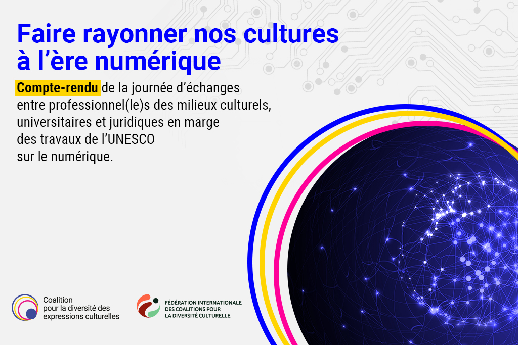 FICDC - IFCCD (@ficdc_ifccd) on Twitter photo 📘 Découvrez les enseignements partagés lors de notre événement "Faire rayonner nos cultures à l'ère du numérique" dans un rapport élaboré par
<a href="/pierretrudel/">Pierre Trudel</a>, un précieux retour sur la journée d’échanges du 27 mai. #diversitéculturelle #unesco #culture ficdc.org/fr/publication… 📘 Découvrez les enseignements partagés lors de notre événement "Faire rayonner nos cultures à l'ère du numérique" dans un rapport élaboré par
<a href="/pierretrudel/">Pierre Trudel</a>, un précieux retour sur la journée d’échanges du 27 mai. #diversitéculturelle #unesco #culture ficdc.org/fr/publication…