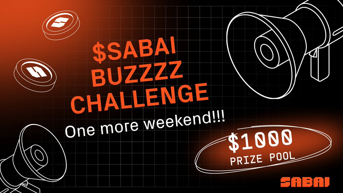 ⚡️ Let the $SABAI BUZZZZ CHALLENGE keep going! ⚡️

We've extended the challenge🎉That means you've got an extra weekend to make some noise. Join in and win rewards!💰💰💰

Go! 👉 zealy.io/cw/sabaiprotoc… 🚀

#zeally #zeallysprint #reward #challenge $SABAI