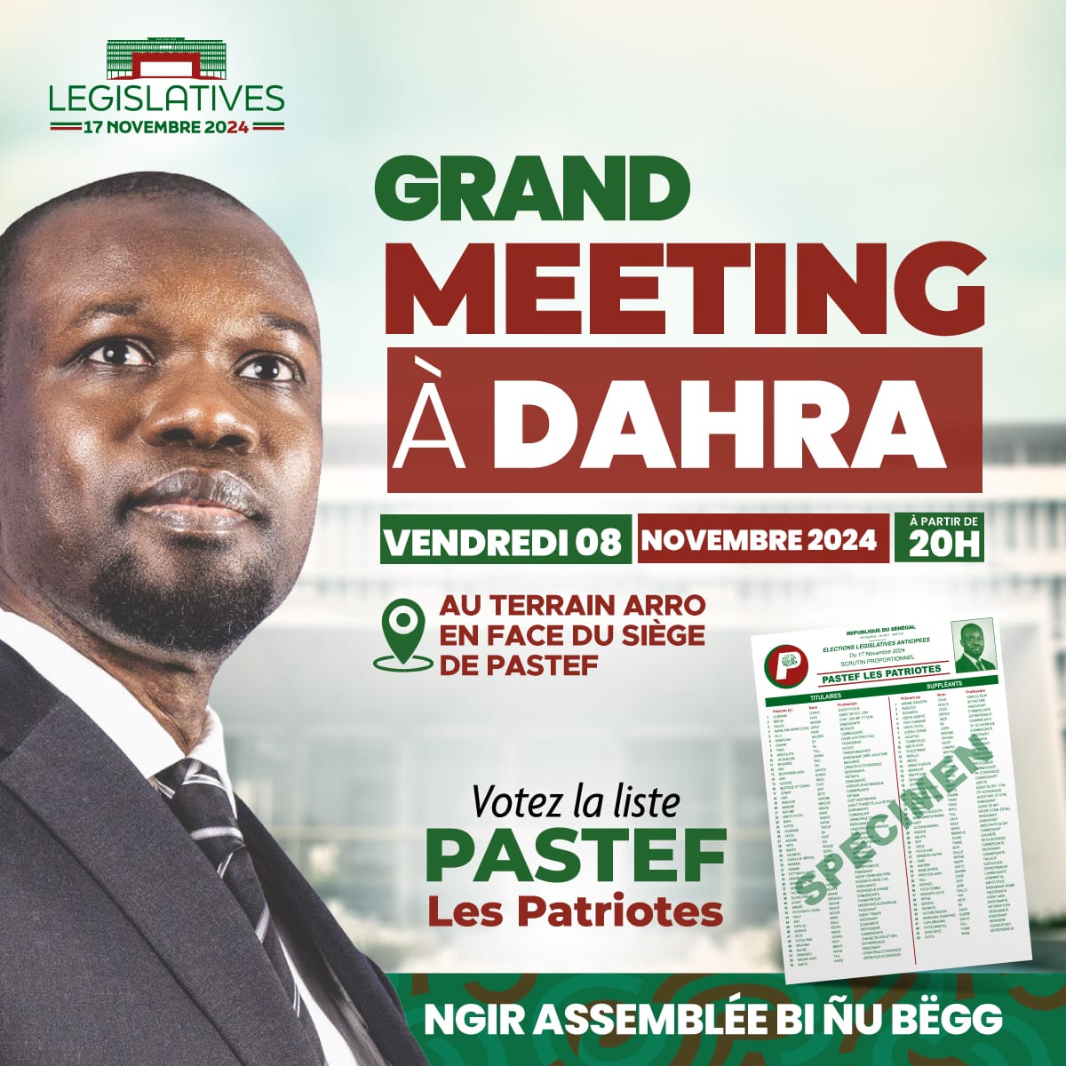 SonkoOfficiel's tweet image. Rendez-vous à Dahra, ce soir, pour un Grand Meeting au terrain Arro, en face du siège de Pastef. 

#assembléebinoubëgg