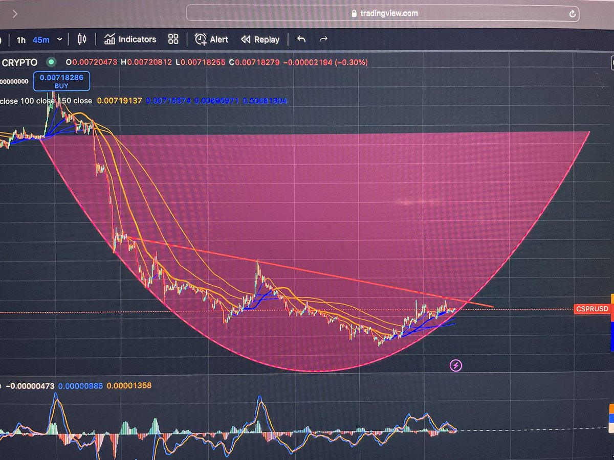 KubrickShining's tweet photo. $CSPR Update: Using the curve tool here to highlight the chart action (Tool can adjust for a custom fit). I mentioned a few weeks back that this pattern might be developing on the lower time frames, and now it’s appearing on higher ones as well. Just speculation, of course. https://t.co/enPLeLSTXF