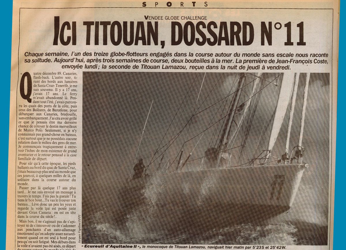 🗞️ Lors du premier #VendeeGlobe, en 1989, les « telex-océans » des marins, publiés dans <a href="/libe/">Libération</a>, ont marqué les esprits. Voici pourquoi 👇
larevuedesmedias.ina.fr/node/2420