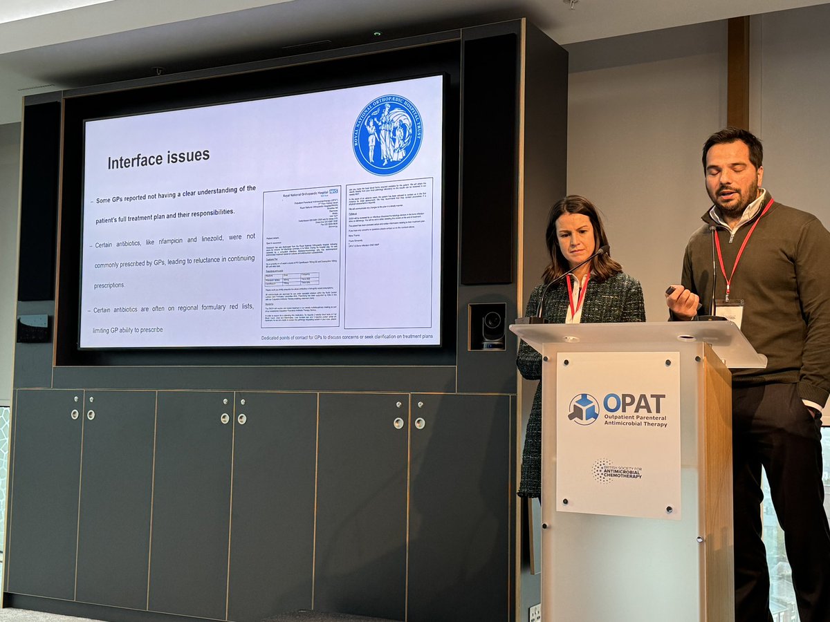 Always a pleasure to hear <a href="/tariq_azamgarhi/">Tariq Azamgarhi</a> &amp; Toni Scobie discuss lessons/ current perspectives in oral abx regimens - safety &amp; tolerability #OPAT2024 <a href="/BSACandJAC/">BSAC</a> - working with GP to deliver COPAT closer to patients home
