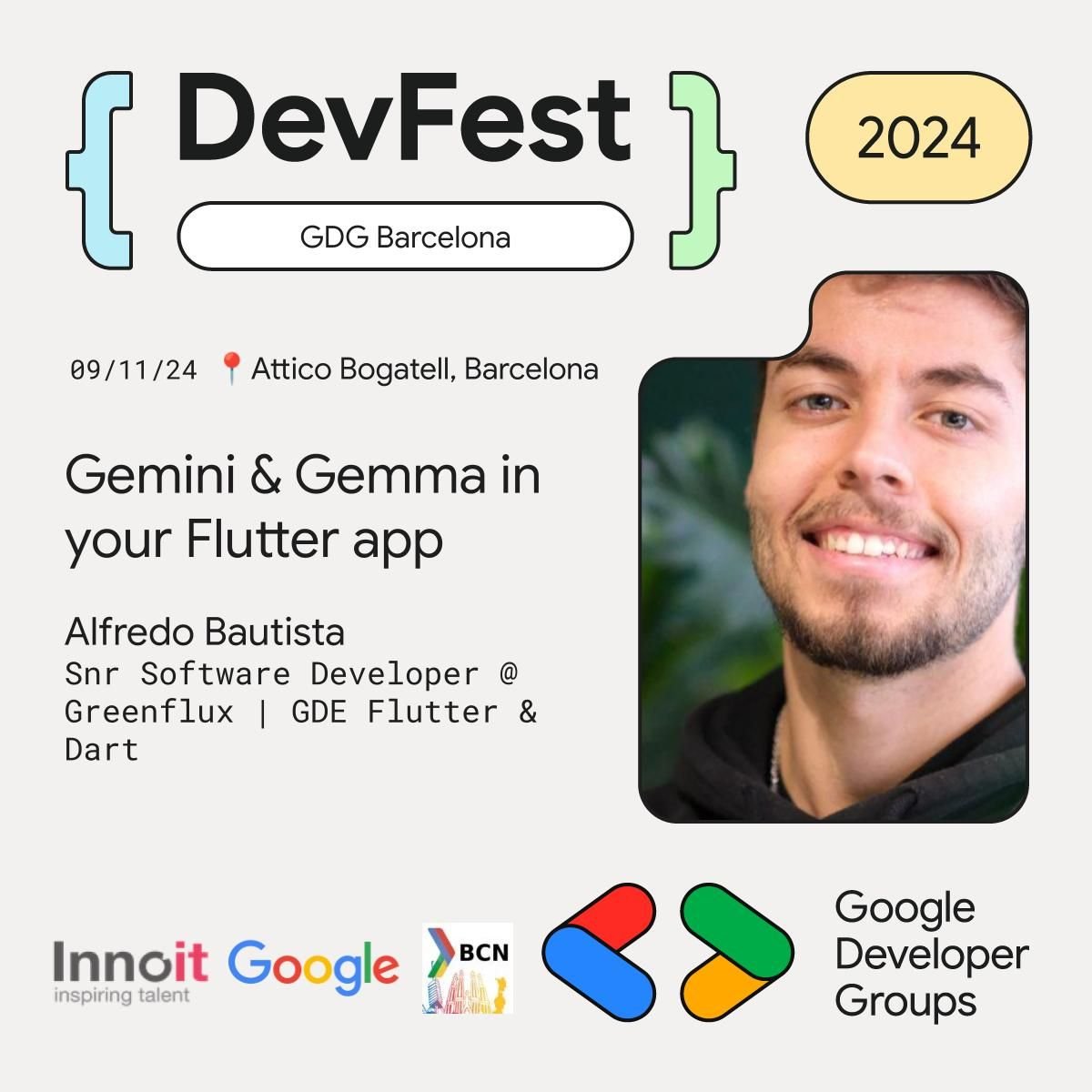 De camino a Barcelona para participar en su #DevFest2024 🔥

Hablaremos de Flutter y lo sencillo que es integrar funcionalidades de AI en tu aplicación con #Gemini o el LLM open source #Gemma2

Además de llevar algunos regalos de parte de @Greenfluxinfo 🎁