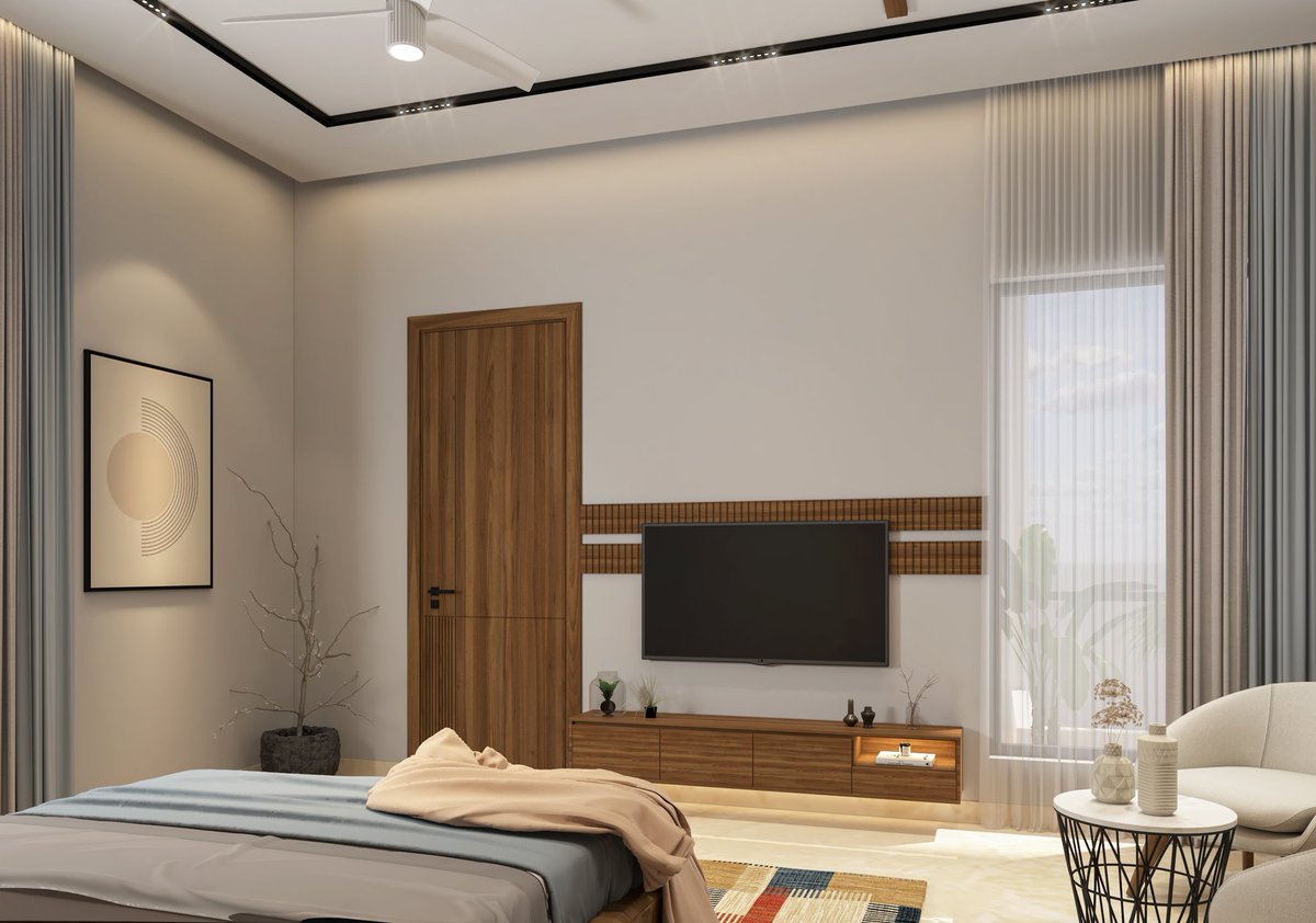 bglavi0801's tweet photo. "Embracing cozy vibes and minimal elegance in this modern bedroom setup. The blend of warm wood, soft lighting, and abstract artwork brings a calming ambiance. Perfect for unwinding after a long day. #InteriorDesign #ModernBedroom #CozyVibes" https://t.co/xtIPjL813j