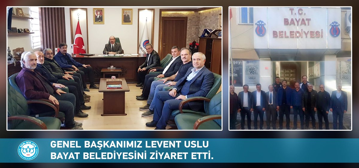 Genel Başkanımız 
Levent Uslu

Çorum Şube Başkanımız
Burhan Şahin  

#Bayat Belediyesini
ziyaret etti. 

Ziyaret akabinde Belediyede çalışan Memurlarımız ile bir araya gelerek hasbihal etti.

<a href="/CorumBayatBeled/">Bayat Belediyesi</a> 
<a href="/BemBirSenCorum/">Bem-Bir-Sen Çorum Şubesi</a>

⤵️
bembirsen.org.tr/genel-baskanim…