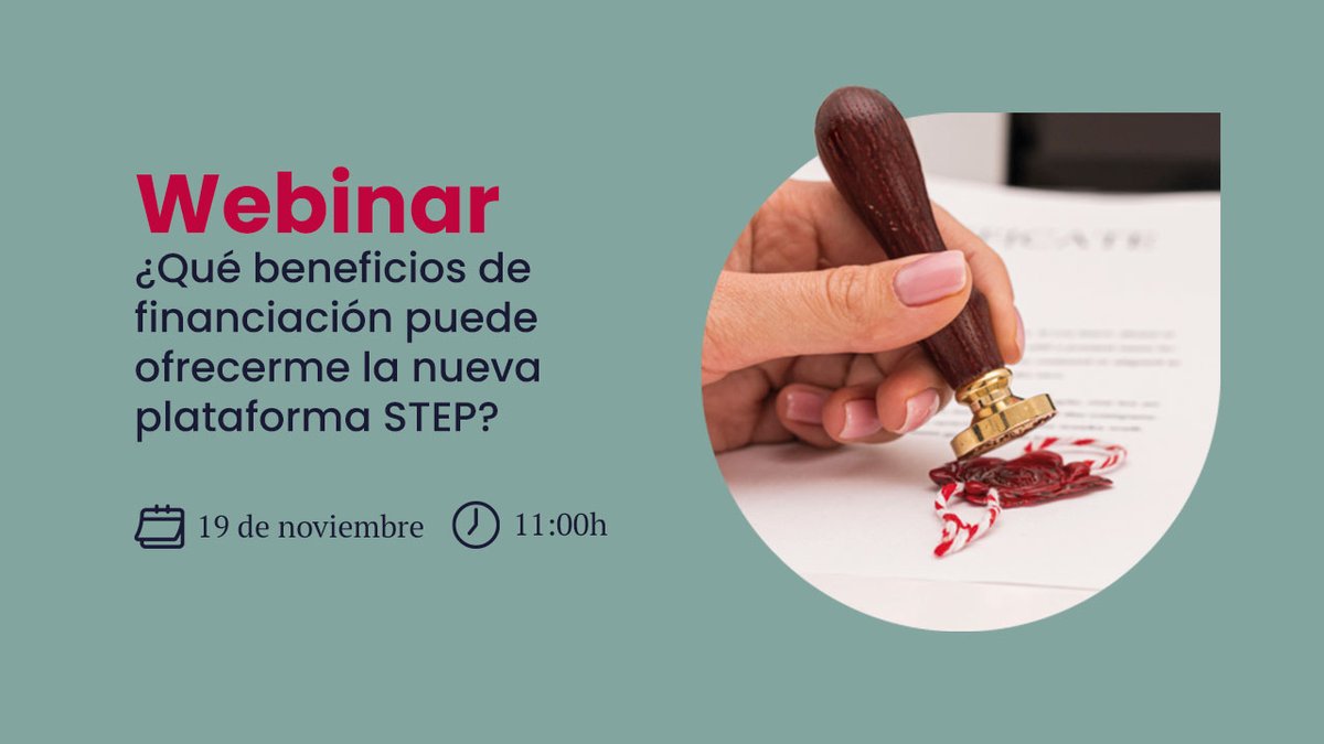 Zabala Innovation Spain (@zabala_ic) on Twitter photo 🔔 ¡No te pierdas nuestro webinar sobre la plataforma STEP y sus oportunidades de financiación!
Resuelve todas tus dudas con las expertas de la <a href="/EU_Commission/">European Commission</a>, Task Force Strategic Technologies for Europe (STEP).
🗓️ 19 NOV
👉 Registro: zabala.es/noticias/webin…
#STEP #STEPSeal 🔔 ¡No te pierdas nuestro webinar sobre la plataforma STEP y sus oportunidades de financiación!
Resuelve todas tus dudas con las expertas de la <a href="/EU_Commission/">European Commission</a>, Task Force Strategic Technologies for Europe (STEP).
🗓️ 19 NOV
👉 Registro: zabala.es/noticias/webin…
#STEP #STEPSeal