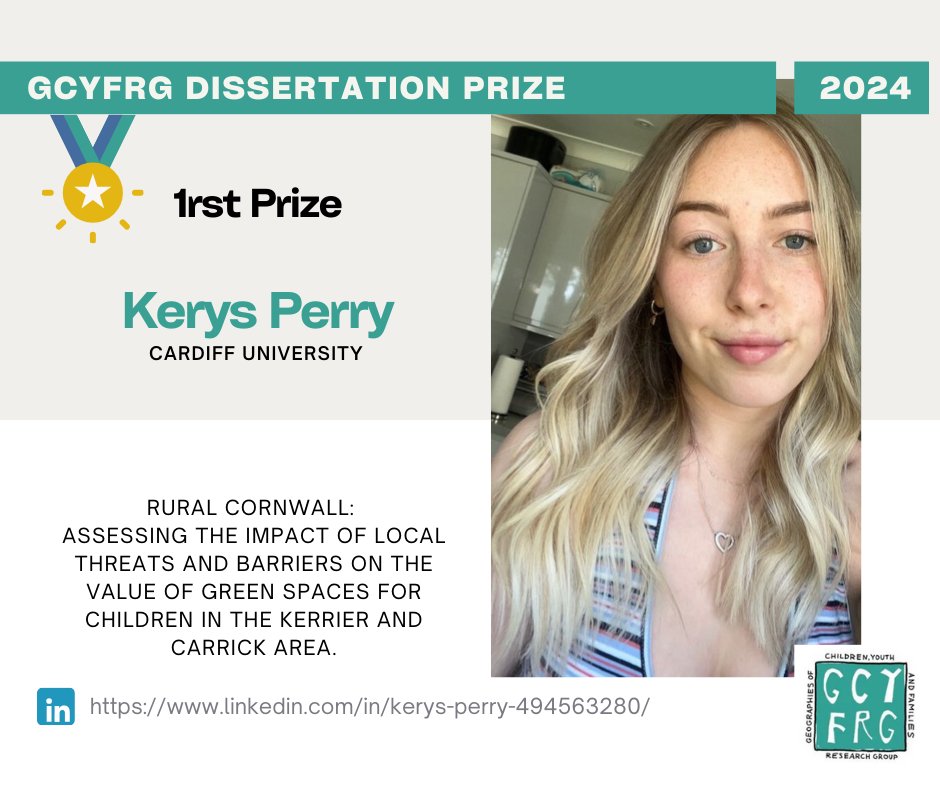 The GCYFRG are delighted to announce the winner of our 2024 RGS/IBG Undergraduate Dissertation Prize: Kerys Perry, Cardiff University.
Visit our webpage to see the interview with Kerys about their dissertation experience and read her  dissertation. - gcyfrg.wixsite.com/gcyfrg/prizes/…