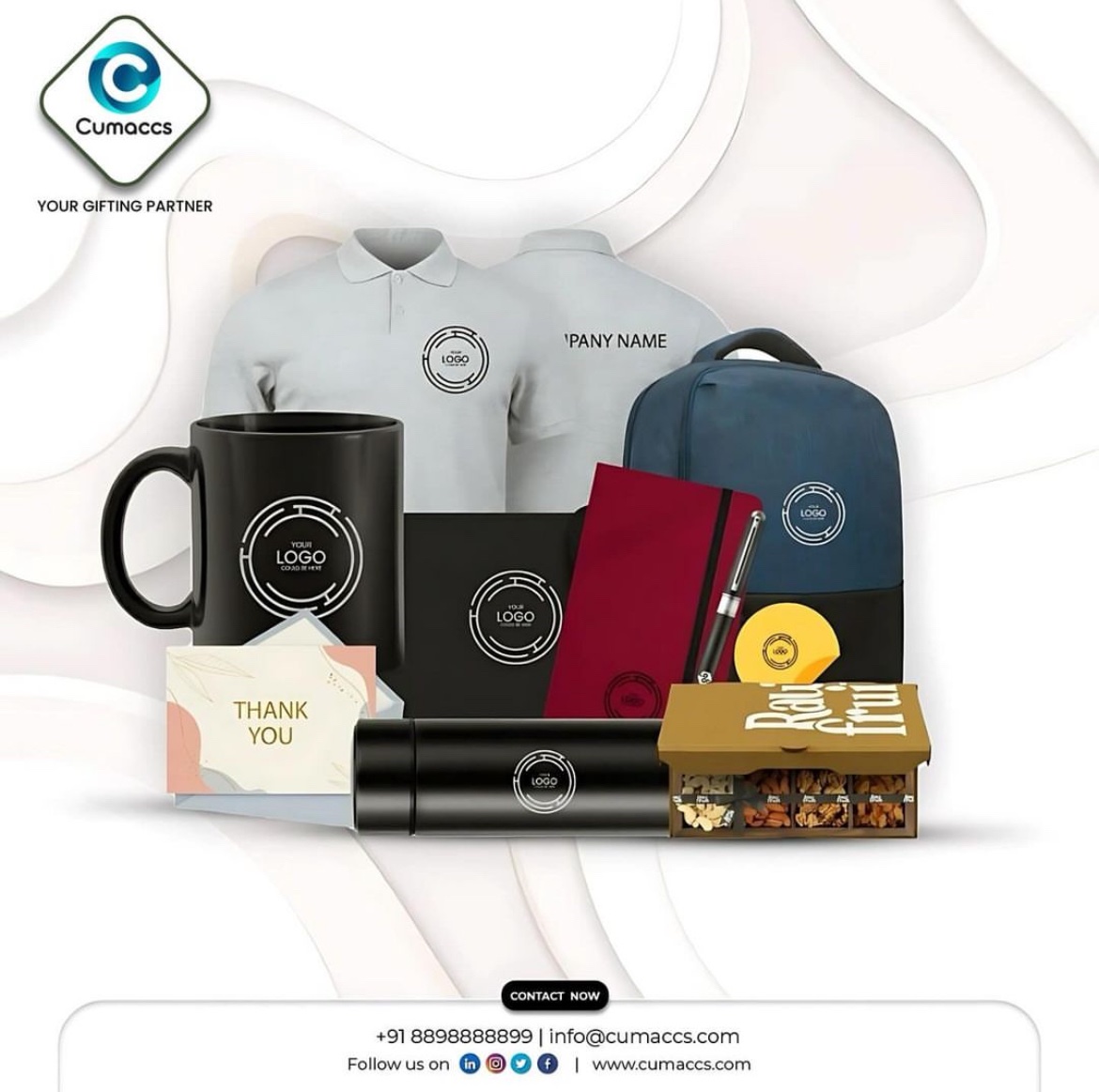cumaccs's tweet photo. Customizable corporate gift set featuring branded items like a shirt, mug, backpack, notebook, pen, and healthy snacks for an impressive and cohesive gifting solution!
#cumaccs #joiningkit #branding #corporategiftsolutions #eventgifting https://t.co/QRY9tHL4V3