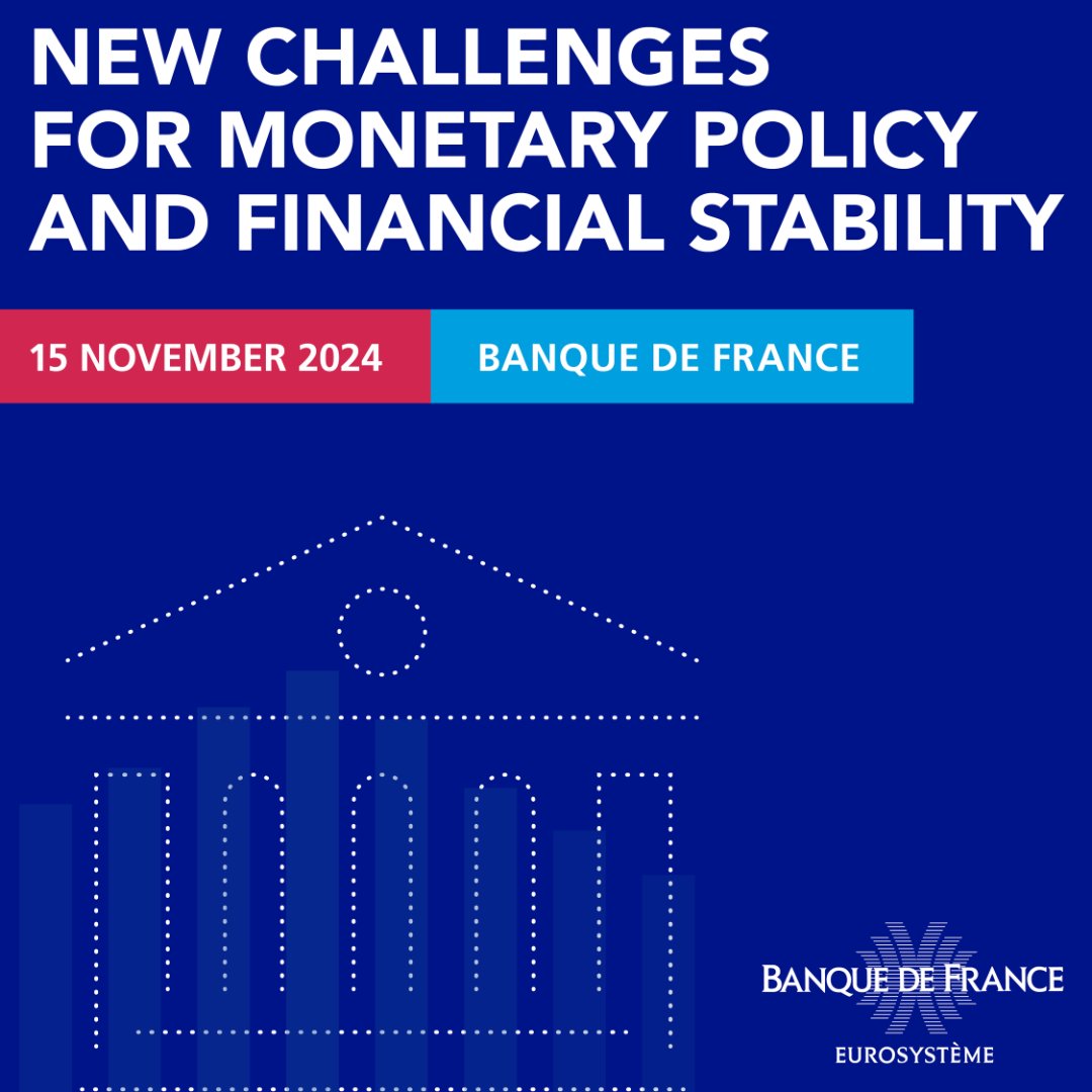 📢 The Banque de France is pleased to invite you to its conference on November 15, 2024, to be held in its headquarters in Paris, on "New Challenges for Monetary Policy and Financial Stability".

📈 The conference will include three sessions: Monetary Policy Normalization,