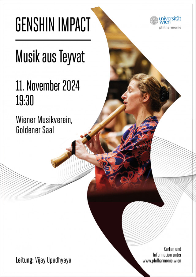 univienna's tweet image. 📅 Veranstaltungshinweis: Am 11. November findet im Großen Saal des Musikvereins Wien ein Pro-Bono-Konzert der Philharmonie der #univie unter der Leitung von Vijay Upadhyaya mit Musik aus dem weltbekannten Videospiel 'Genshin Impact' statt.
Tickets & mehr:
philharmonie.wien/konzerte/gensh…