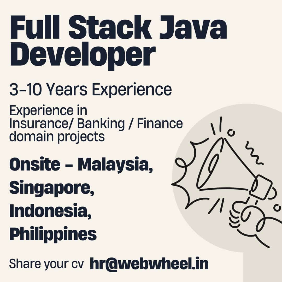 WebwheelL's tweet photo. #JavaFullStack #SpringBoot #AWS #Java #InsuranceTech #ImmediateHiring #Onsite #SoftwareDevelopment #DXCLifeAsia #DXCIntegral #InsuranceDomain #TechJobs #HiringNow https://t.co/CqfxqimlmS