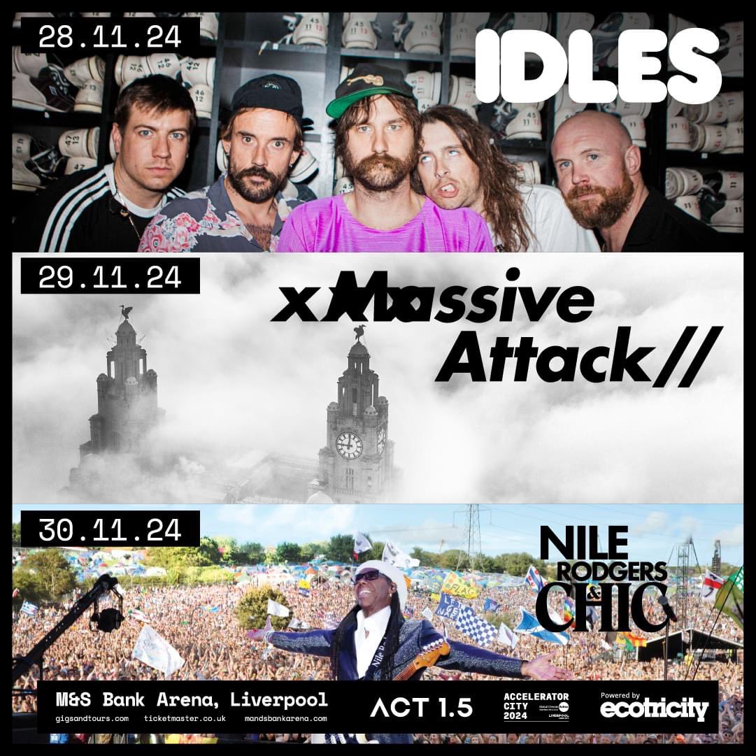 🔊 <a href="/MassiveAttackUK/">Massive Attack</a>, <a href="/idlesband/">I D L E S</a> and <a href="/nilerodgers/">Nile Rodgers</a> &amp; CHIC are coming to <a href="/MandSBank/">@mandsbank</a>! ✨

🌎 On 28 - 30 Nov, ACT 1.5 presents 3 nights of music and climate action!

Each of the gigs promises to be low carbon - powered by <a href="/ecotricity/">ecotricity</a>.🔋

🎟️➡️ bit.ly/4eXvj95