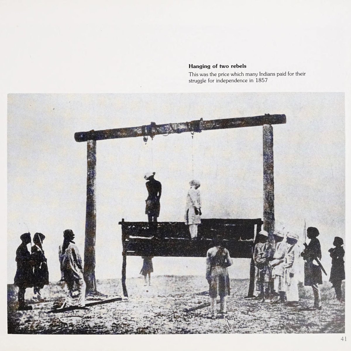 After 1857 revolt, the muslim clerics (Religious Scholar) who were a leading force of the revolt became the main target of British persecution.

More than 50,000 clerics were martyred.

A British General who fought against Muslims in revolt of 1857 wrote in his memoir: 
1/2