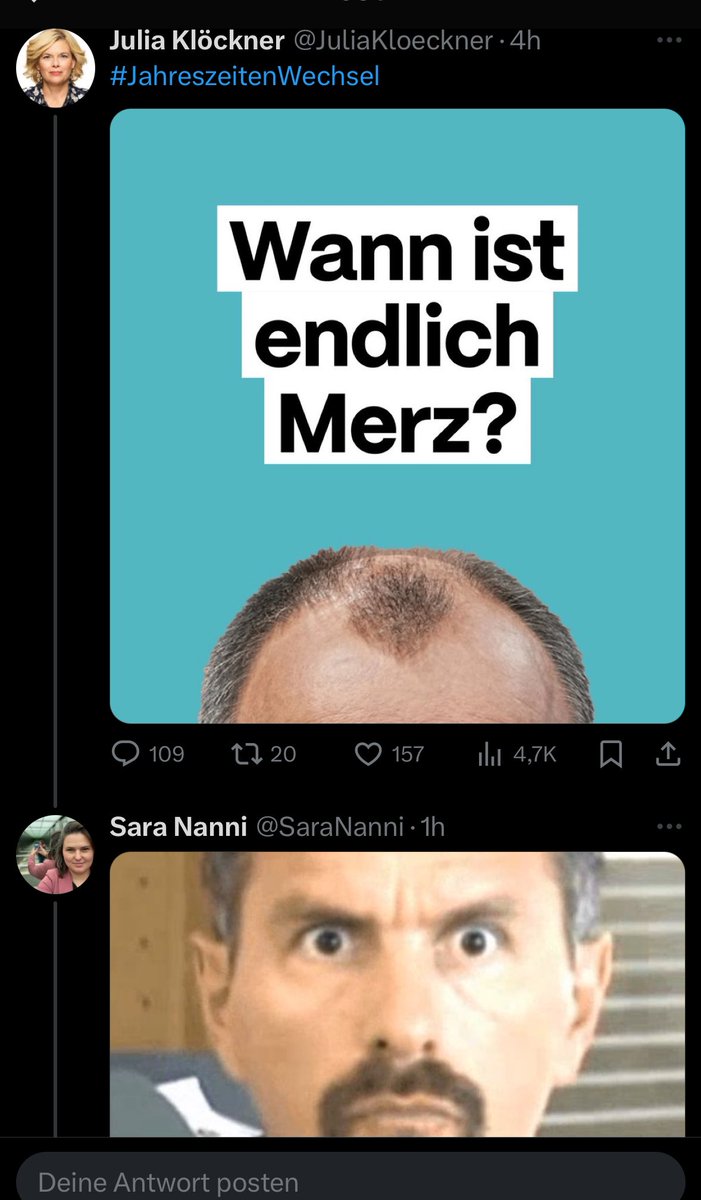 Laura Kraft, MdB🌻 (@laura_kraft_) on Twitter photo Wie <a href="/SaraNanni/">Sara Nanni</a> einfach mal den Post von Julia Klöckner gesprengt hat. 🤣🤣 Made my day! Wie <a href="/SaraNanni/">Sara Nanni</a> einfach mal den Post von Julia Klöckner gesprengt hat. 🤣🤣 Made my day!