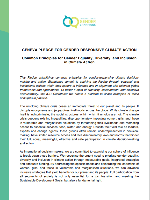 RMIGeneva's tweet photo. Nov 7: RMI Ambassador @Jabkanira joined 40 Geneva-based decision-makers in signing the “Geneva Pledge for Gender-Responsive Climate Action”  #INTGenderChampions #GenevaPledge https://t.co/XfesbKEND7